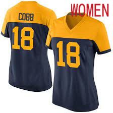 Women Green Bay Packers #18 Randall Cobb Navy yellow Nike Game Player NFL Jersey
